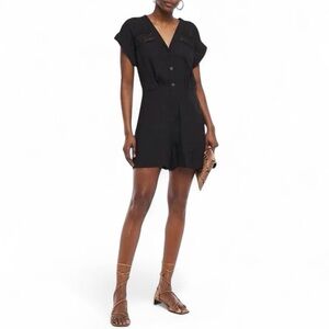 Sandro nyane guipure lace trimmed twill playsuit romper black S summer